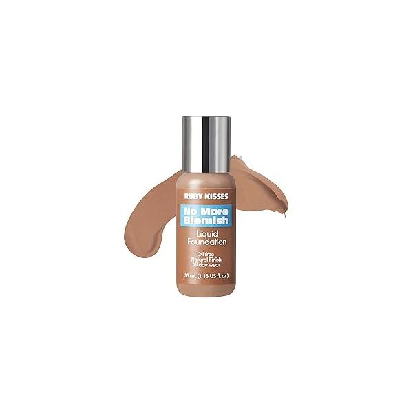 Ruby Kisses Liquid Foundation Medium Coverage, Lightweight, Natural Finish, Face Makeup for All Skin Type, Korean (Natural Buff)
