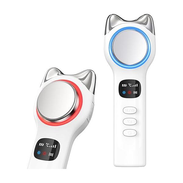 Warming and Cooling Firming Device, Light Face Tool with Vibration, Electric Skin Care Kit, Facial Massager 46-70℉ Cold, 100-117℉ Hot