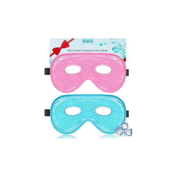 BeeVines Gel Eye Mask, 2 Pack XL Jumbo Size Cooling Ice Masks for Puffy Eyes Men & Women, Cold Warm Compress Post Surgery, Puffiness, Allergies, Sinuses Migraines Treatment(Navy Blue)