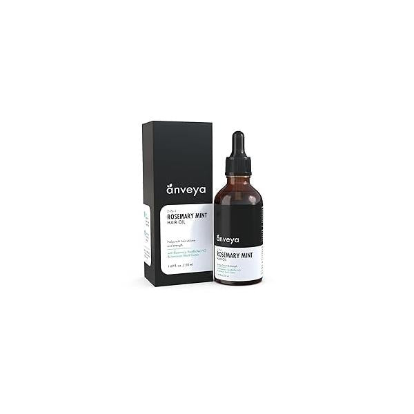 Anveya Rosemary Mint Hair Oil | Oils for Growth & Dandruff Control Care Smoothens Dry Scalp, Reduces Fall Split Ends Men Women 50ml