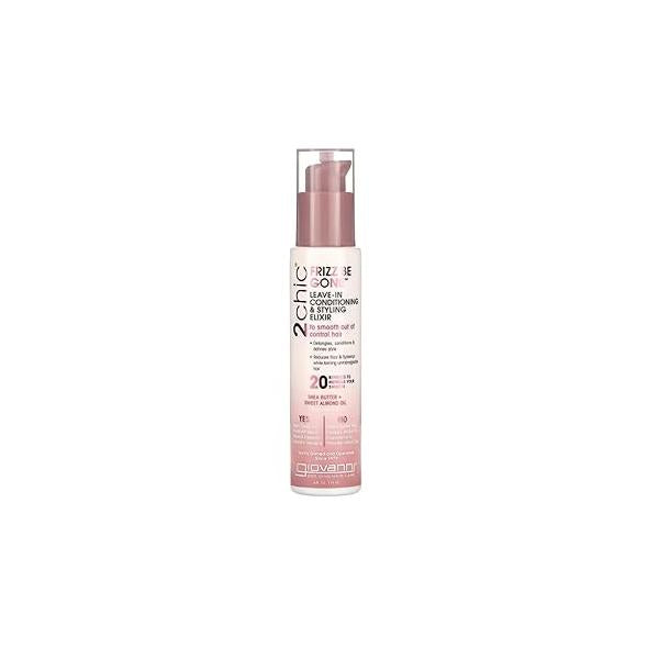 GIOVANNI 2chic Leave-In Conditioning Styling Elixir - Anti-Frizz Natural Hair Smoothing Formula with Shea Butter & Sweet Almond Oil, Macadamia, Detangler, Paraben Free, Color Safe Conditioner 4 oz