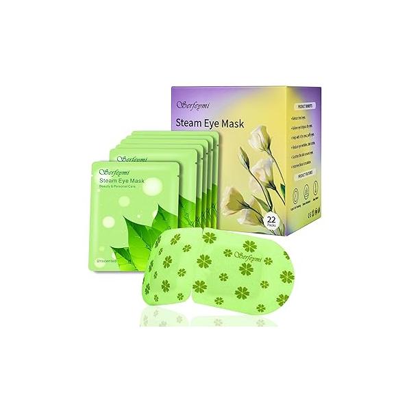 Serfeymi 22 Packs Steam Eye Mask-Disposable Cornea Care Rest Self Heating Mask,Warm Compresses for Dry Eyes,Sleep,Spa,Travel Essentials & Relaxation Gifts,Stocking Stuffers-Mixed 3 Scents