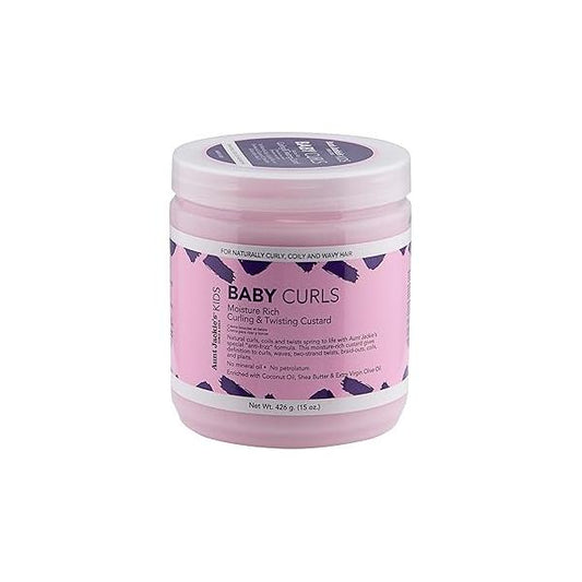 Aunt Jackie's Kids Baby Curls, Moisture Rich Curling and Twisting Custard for Naturally Curly, Coily Wavy Hair, 15 oz