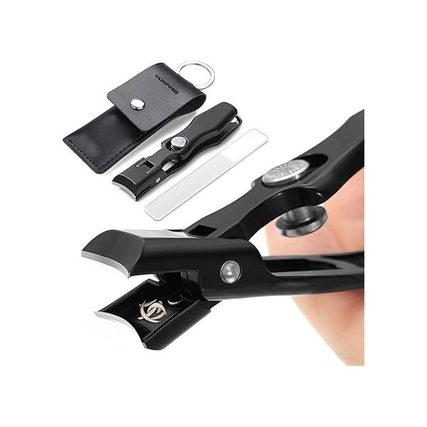 Slanted Nail Clippers for Men Ingrown Toenail Seniors Thick Toenails Wide Jaw Opening Ultra Sharp Fingernail Clipper with Catcher Heavy Duty Set Adult Women