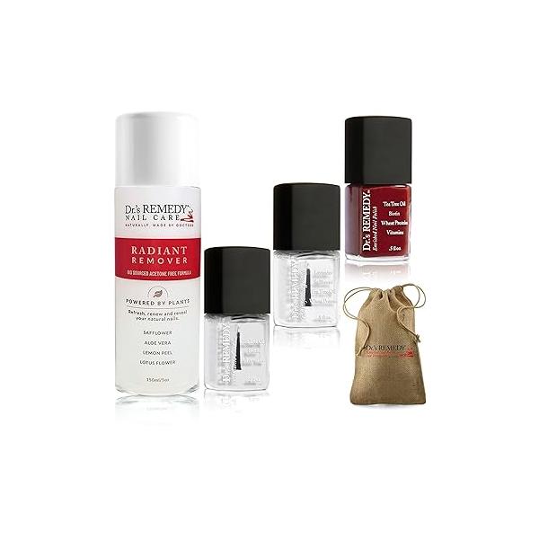 Dr’s Remedy 3 Pack Nail Polish Treatment Kit, RESTORATIVE Trio, Non Toxic and Organic All Natural Enriched Strengthener - CARESS Cuticle Oil/Hydration Treatment/TOTAL Two-in-One
