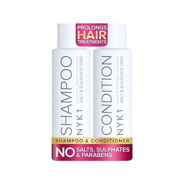 SALT NYK1 Sulfate-Free Shampoo and Conditioner Set for Color-Treated Hair, Extensions Keratin Treatments (2 x 16.9 Fl Oz)