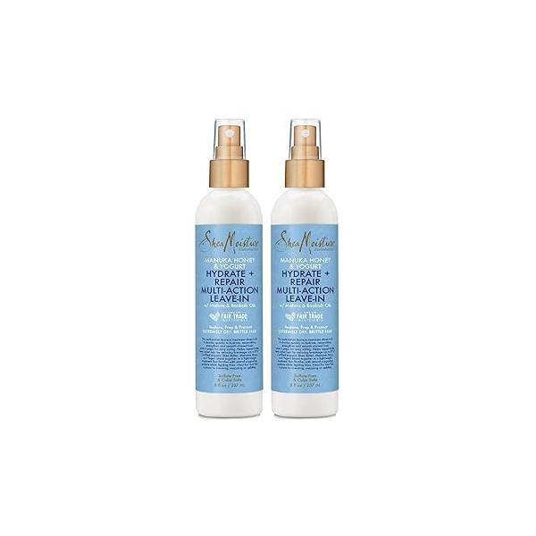 SheaMoisture Leave-In Conditioner Spray 2-Pack - Manuka Honey & Yogurt Hydrate + Repair Multi-Action Hair Treatment for Dry, Frizzy Hair, Premium Gift Set, 8 Oz Ea