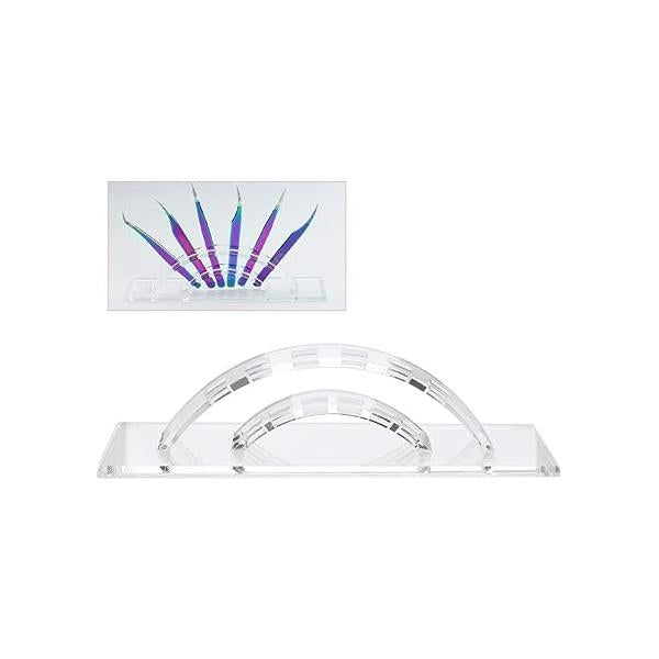 Tweezers Display Stand Durable Acrylic Eyelash Extension Tools Holder Tweezer Transparent Scraper Organize Rack 6 Holes White