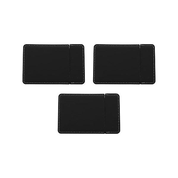 Set of 3 Ultra Slim Compact Shatterproof Stainless Steel Mirrors with Faux Leather Sleeve (Brown)