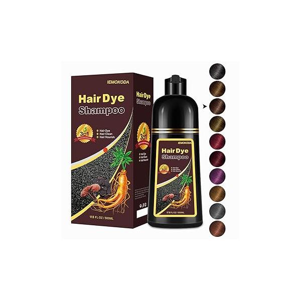 Herbal Light Brown Hair Color Shampoo - 3 in 1 Lasting Dye for Women & Men, 17.60 Fl Oz