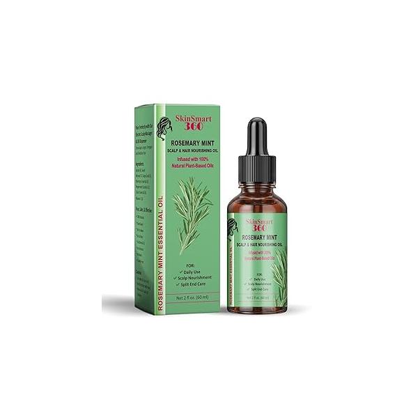SkinSmart 360™ Rosemary Mint Oil for Hair Growth & Scalp Care - 60ml, Pack of 1 100% Natural Plant-Based Compatible with Our Electric Massager Dispenser