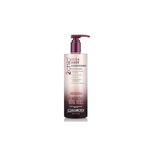 GIOVANNI 2chic Ultra-Sleek Conditioner - Brazilian Phyto-Keratin & Moroccan Argan Oil, Anti-Frizz Formula, Coconut, Shea Butter, Pro-Vitamin B5, Color Safe, Paraben Free 24 oz