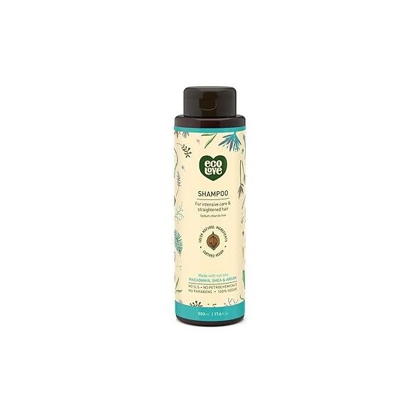 ecoLove - Natural Shampoo, Sodium lauryl sulfate Free, Vegan & Cruelty Free Shampoo for Color Treated Hair, Very Dry Damaged Organic Lavender shampoo, No SLS or Parabens, 17.6 oz