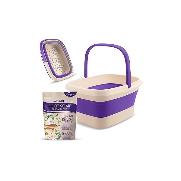 Fivona Collapsible Foot Soak Basin - Pedicure Bath Soaking Tub for Tired Feet, Cracked Heels, Callus Removal & Care