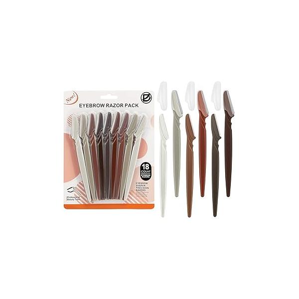 D Dermaplane Razor for Women Face - 6PCS Razors Eyebrow with Precision Cover Shaver Men Facial Hair Removal Neutral