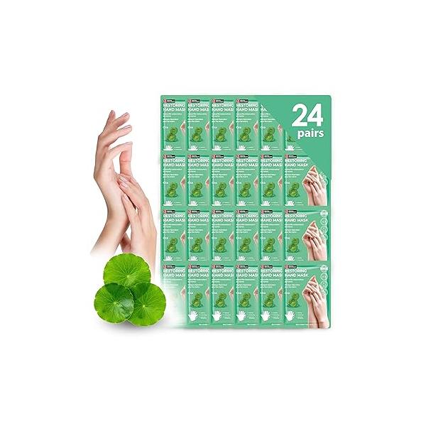 24 PK Original Derma Beauty Hand Mask Bulk Moisturizing Gloves for Dry Hands Nail Care Essential, Best Mother's Day Gift Idea, Self Women (Shea Butter + Avocado)