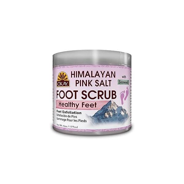 OKAY Himalayan Pink Salt Foot Scrub - Scrub, Body Exfoliator for Women and Men, Exfoliating Feet, Hands & Face, Vegan, Natural Ingredients 6 oz Jar (Pack of 1)