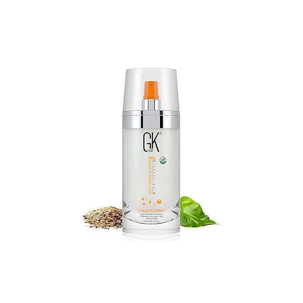 GK HAIR Global Keratin Leave-In Conditioner Detangler Spray 120 ml - For Dry, Damaged and Frizzy Hair Protection With Organic Natural Oil Strength & Shine | Hydrating Smoothing Styler