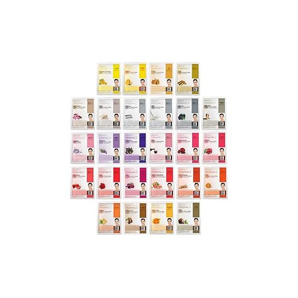 DERMAL 39 Combo Pack A Collagen Essence Korean Face Mask - Hydrating & Soothing Facial with Panthenol Hypoallergenic Self Care Sheet for All Skin Types Natural Home Spa Treatment Masks