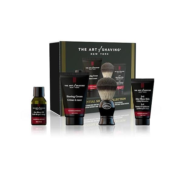 The Art of Shaving Sandalwood 4-in-1 Trial Kit - Pre-Shave Oil, Cream, Brush & After-Shave Balm Protects Against Irritation and Razor Burn Hydrates Nourishes Dry Skin