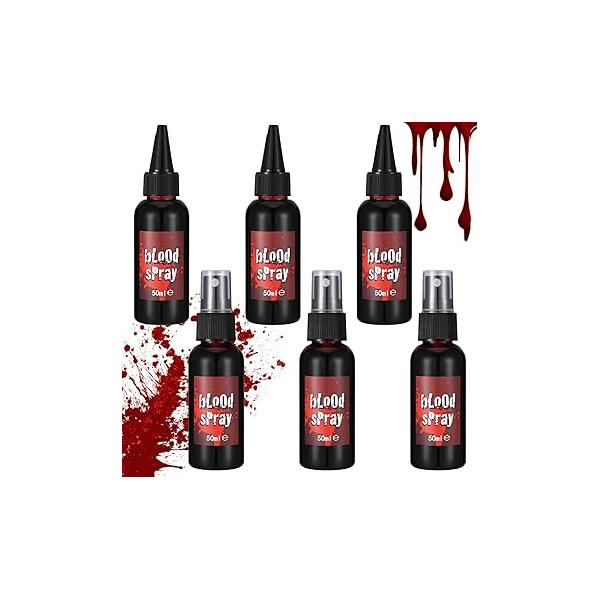 Halloween Fake Blood Makeup Kit Washable Fresh Red Spray Realistic Dripping Gel for Cosplay Party Zombie Vampire Monster (Set1)