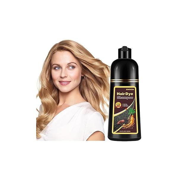 Herbal Light Brown Hair Color Shampoo - 3 in 1 Lasting Dye for Women & Men, 17.60 Fl Oz