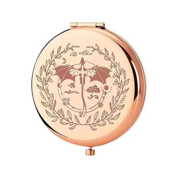 KEYCHIN 4th Wing Pocket Mirror Dragon Rider Book Gifts Empyrean Series Compact Makeup Ya Fantasy Lover (4 Wing-RG)