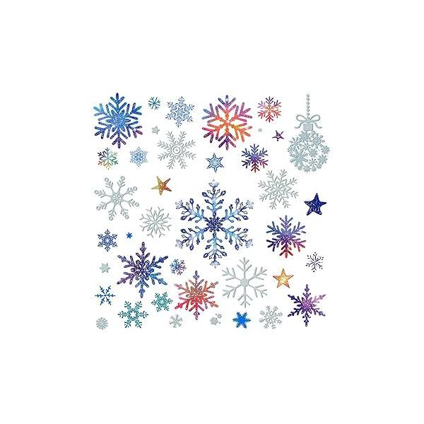 18 Sheets/1900pcs Snowflakes Temporary Tattoos, Winter Blue White Frozen Glitter Tattoo for Body Face Kids Women Christmas Party Decorations Supplies- Small Style