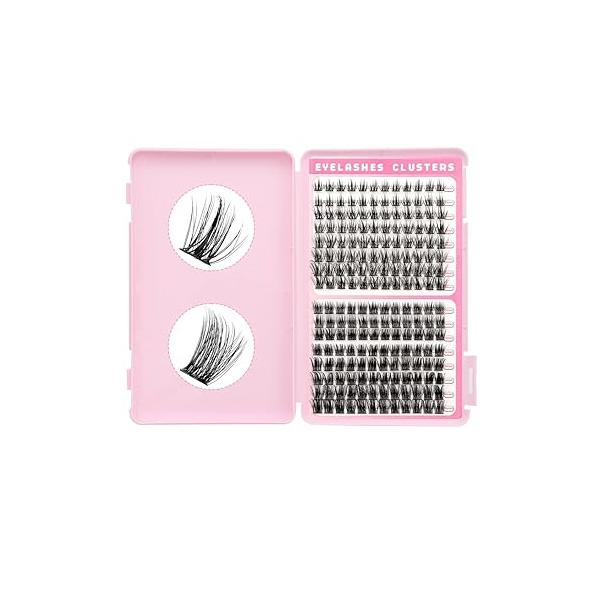 Cluster Lashes Eyelash Clusters 08+A50+60D+80D Lash Wispy Individual D Curl Extension Natural DIY Extensions for Beginners