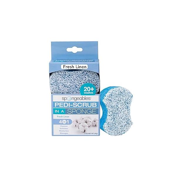 Spongables Pedi Scrub Foot Exfoliating 20+ Wash Sponge, Fresh Linen, 1 Count
