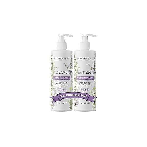 Moisturizing Hand Lotion for Dry Skin and Moisturizer with Shea Butter, Lavender Chamomile | Hydrating Non Greasy Cream Women Men 2 Bottle Set 16 fl oz Pump