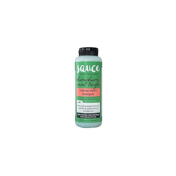 SAUCE BEAUTY Intense Repair Shampoo - Chimichurri Mint Tingle Hair Hydrating for Damaged Paraben and Sulfate-Free With Argan & Peppermint Oil (10 Fl Oz)