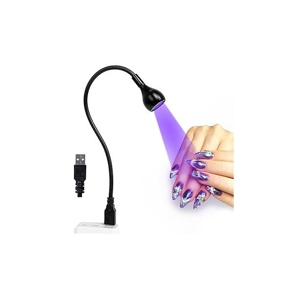 AORAEM UV LED Nail Lamp, Quick Drying Light for Gel Nails Foot Control Cure Flash with Black Gooseneck and Clamp