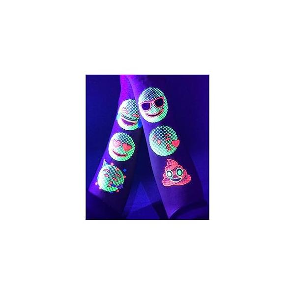 Temporary UV Blacklight Reactive Tattoos - 1 Sheet Alien UFO Design Body Art Festival Accessories Glow in the Dark Party Supplies | 7.2” x 5.2” Temp Great for EDM EDC Rave Parties