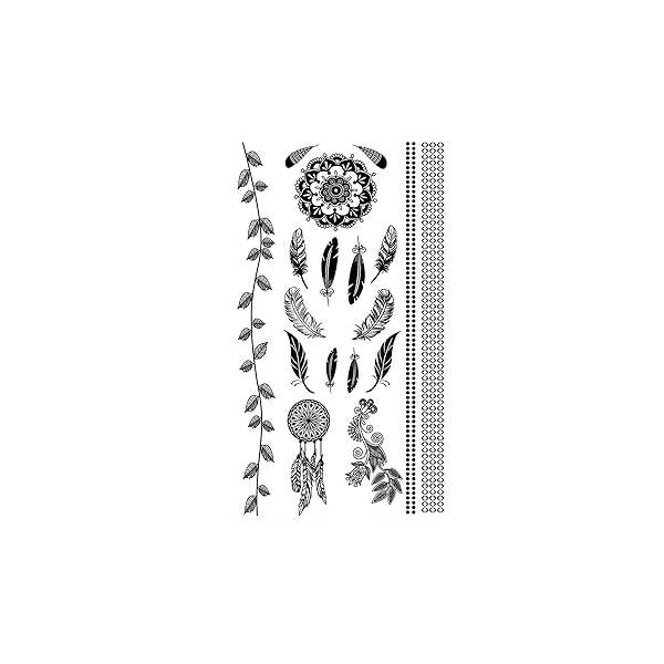 MapofBeauty 2 pcs Black Moon Flower Prints Temporary Waterproof Tattoo Sticker