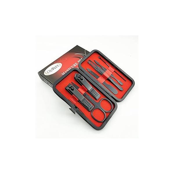 7pcs Manicure set, Nail Clippers Kit, Stainless Steel Clipping Tools Portable Travel Grooming The Best Gift with Luxurious Case (Black-7)