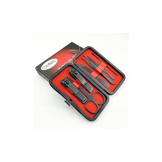 7pcs Manicure set, Nail Clippers Kit, Stainless Steel Clipping Tools Portable Travel Grooming The Best Gift with Luxurious Case (Black-7)