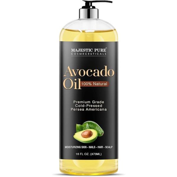 MAJESTIC PURE Avocado Oil - 100% Pure and Natural, Cold-Pressed, for Skin Care, Massage, Hair Carrier to Dilute Essential Oils, 16 fl oz