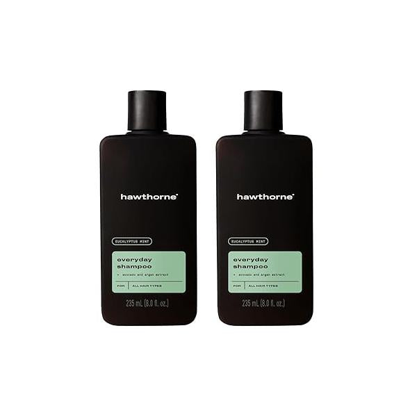 Hawthorne Men's Everyday Shampoo. For Stronger, Healthier Hair with Pure Avocado Oil and Coconut Oil. Mint Eucalyptus Scent. Natural, Sulfate Free, Paraben Free. 8 fl. oz. 2-Pack.