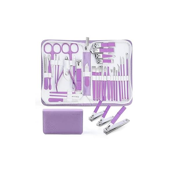 WOAMA Manicure Set Pedicure Kit - 30 in 1 Nail Professional Stainless Steel Care for Women Pink