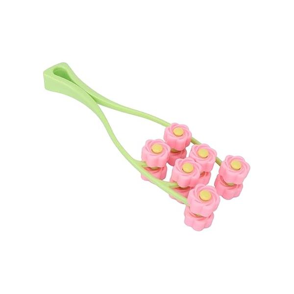 Flower Type Massage Roller, face Roller Plastic Material Letter Shaped Massager (Pink)