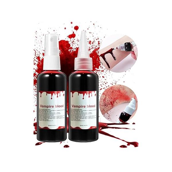Fake Blood Spray Halloween Party Favors Washable Makeup Kit Zombie Vampire Accessories Costumes for Woman Skin Friendly Girls