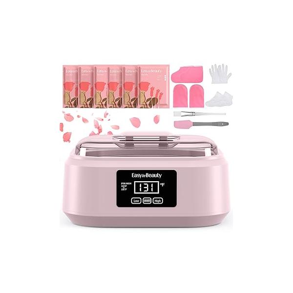 EasyinBeauty Paraffin Wax Machine for Hand and Feet, Touchscreen 3000ml Warmer with 6 Packs Rose (2.64 lbs), Hot Spa Therapy, Bath Smooth & Soft Skin