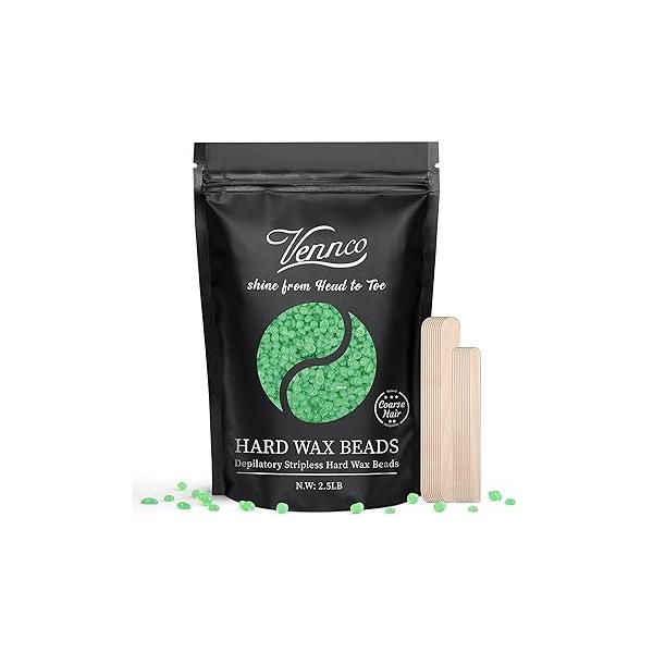 Hard Wax Beads, 1lb Beans For Coarse Hair Removal Sensitive Skin With Pure Aloe Vera, Face Eyebrow Leg Bikini Brazilian Waxing, Perfect Full Body & All Types At Home