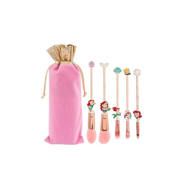 Snow White and Mermaid Makeup Brushes - Novelty Designed Classic Tales Theme Brush Set for Girls, Kawaii MakeupTool Gift Women (NEW Pink)