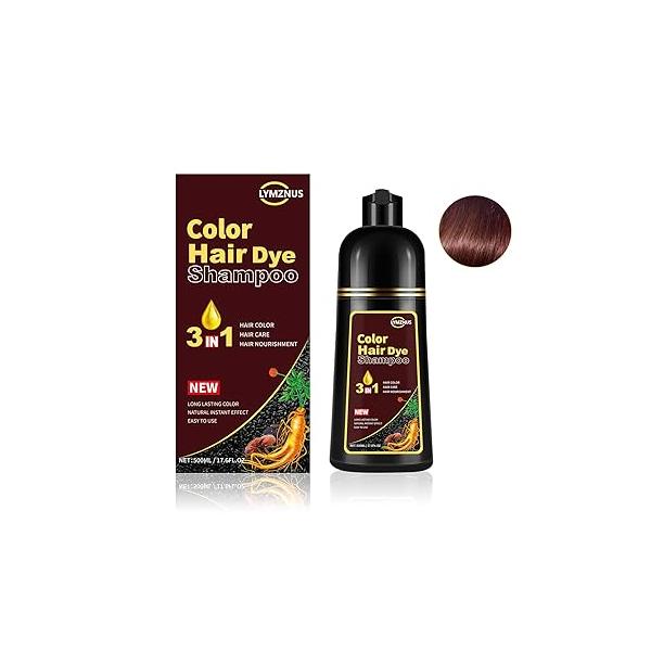 Herbal Black Hair Dye Shampoo 3 in 1 for Gray Hair, Instant Color Women & Men, 100% Grey Coverage 500ML