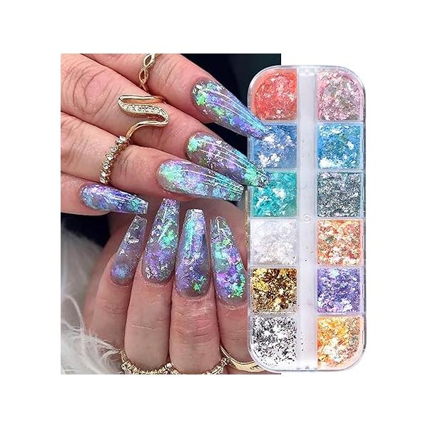Heart Nail Sequins Valentine's Day Manicure Decoration Mix Colors Love Glitter Red Lips Art Flakes Powder Kit for Acrylic Festival Nails Decorations DIY Sparkly False Crafts