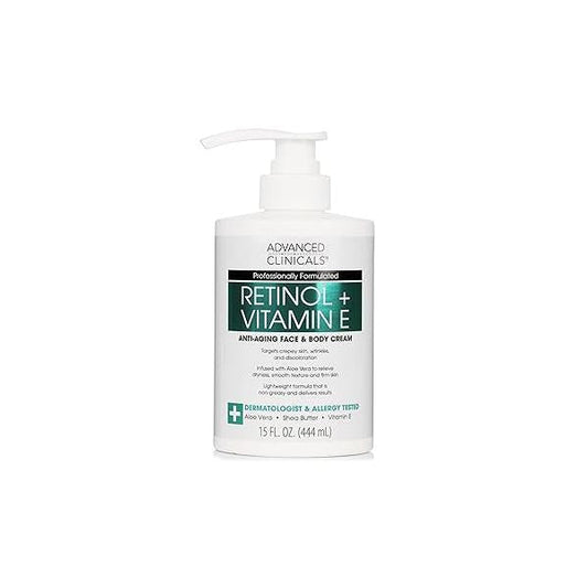 Advanced Clinicals Retinol Body Lotion, Firming & Anti-Aging Moisturizer for Crepey Skin, 15 Oz Face Cream