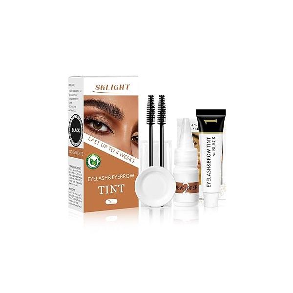 Lash Color Kit, Professional Eyelash & Eyebrow Kit Lasting for 4 Weeks, Instant with Natural Ingredients, Safe Easy to Use 7ML(Brown)