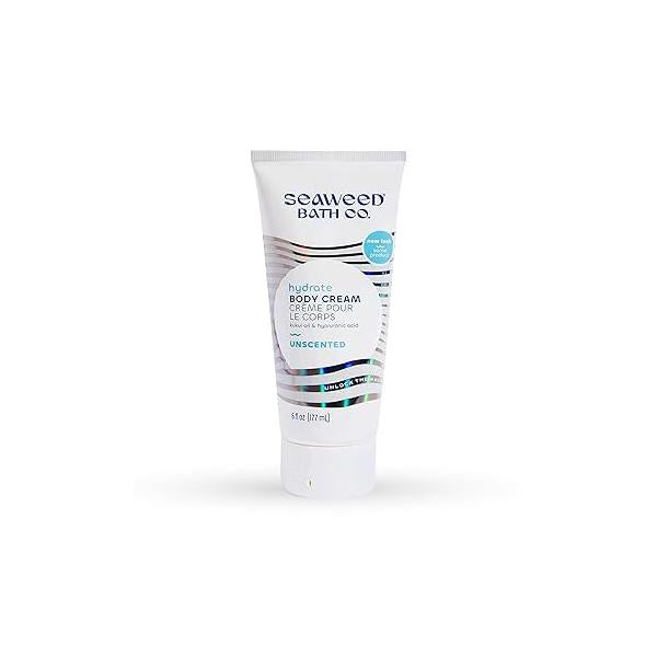 Seaweed Bath Co. Hydrate Body Cream, Unscented, 6 Ounce, Nourishing Hand & Lotion Moisturizer for Dry Skin, with Sustainably Harvested Seaweed, Kukui Oil, Hyaluronic Acid, Shea Butter